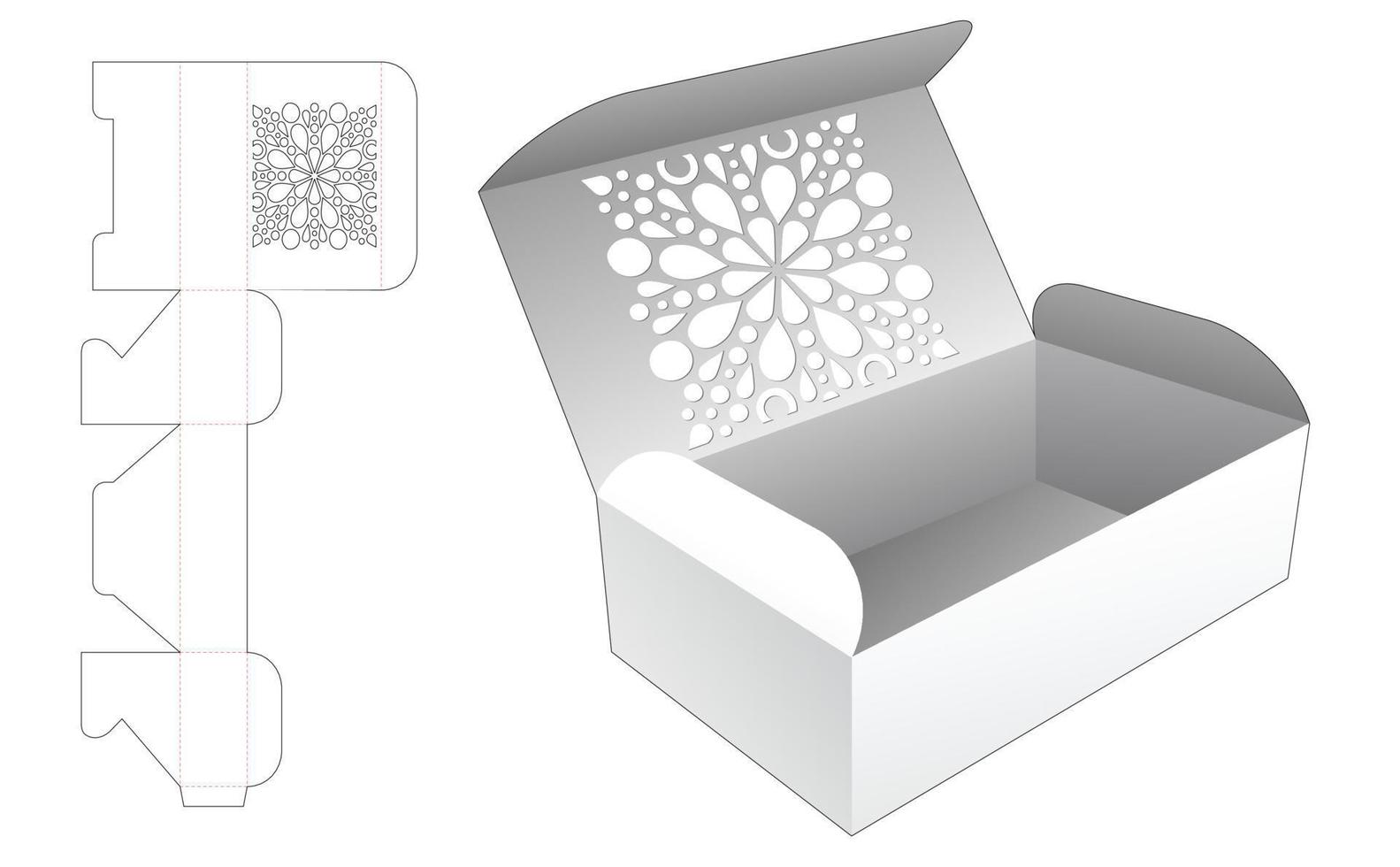 Bakery box with stenciled mandala die cut template vector