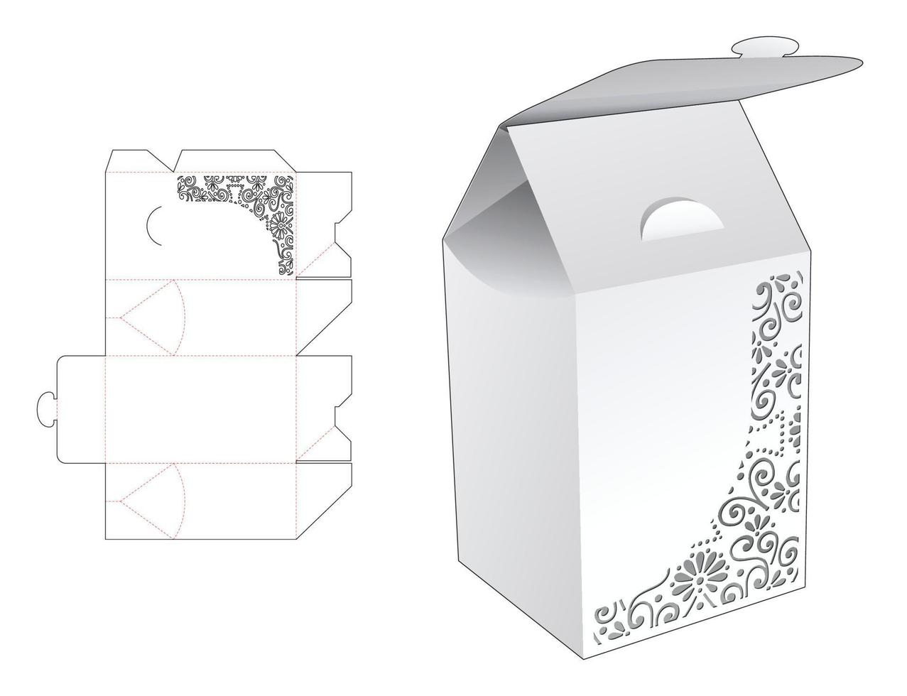 empaque de bocadillos con plantilla troquelada estampada y maqueta 3d vector