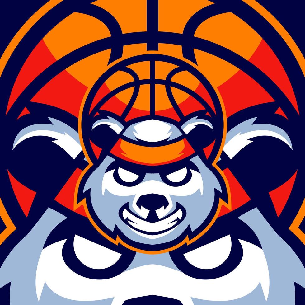 plantillas de logotipo de deportes de baloncesto panda vector