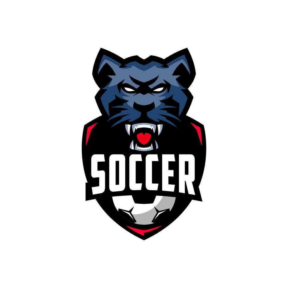 Soccer Black Panther Logo Design Premium vector