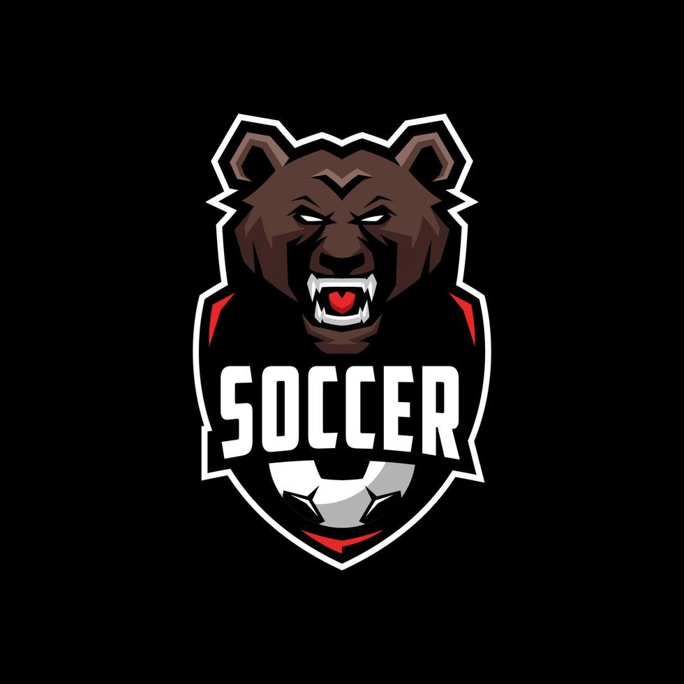 Soccer Bear Team Logo Design Premium vector
