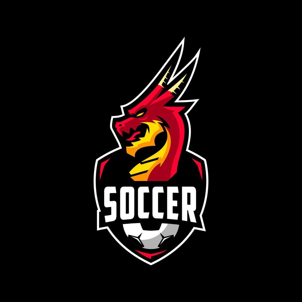 diseño de logotipo de dragón de club de fútbol premium vector