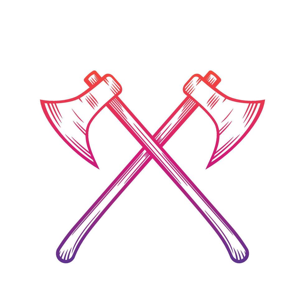 crossed axes isolated on white vector