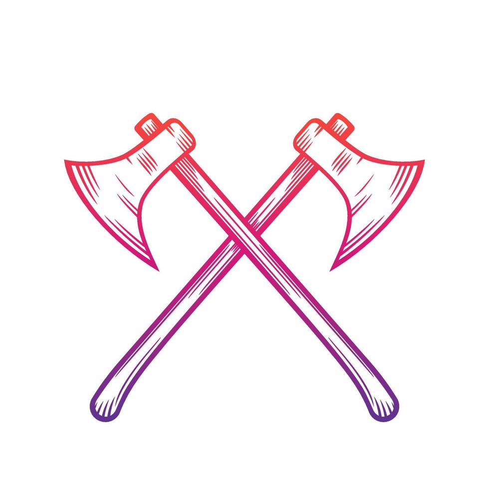 crossed axes isolated on white vector