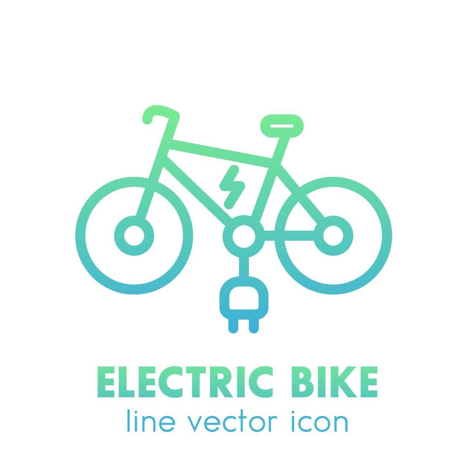 icono de bicicleta eléctrica en estilo lineal aislado sobre blanco vector