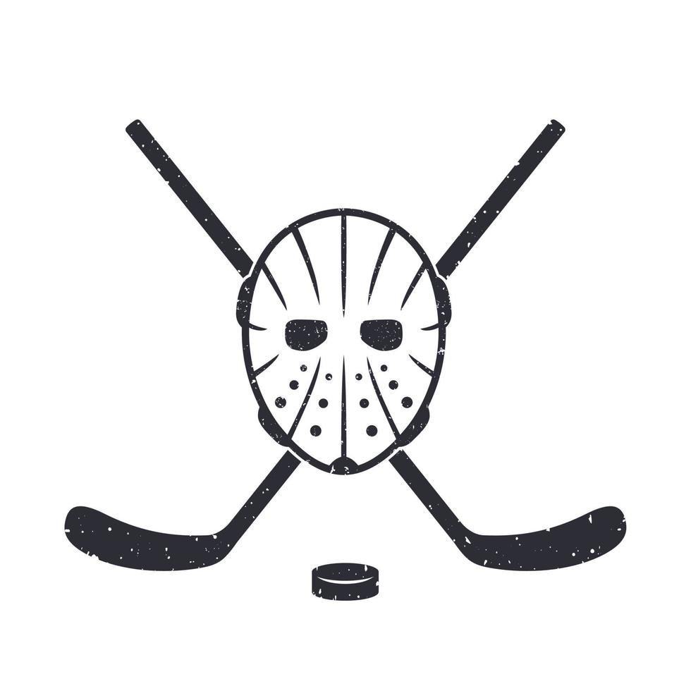 Hockey mask and crossed sticks on white, grunge can be easily removed vector