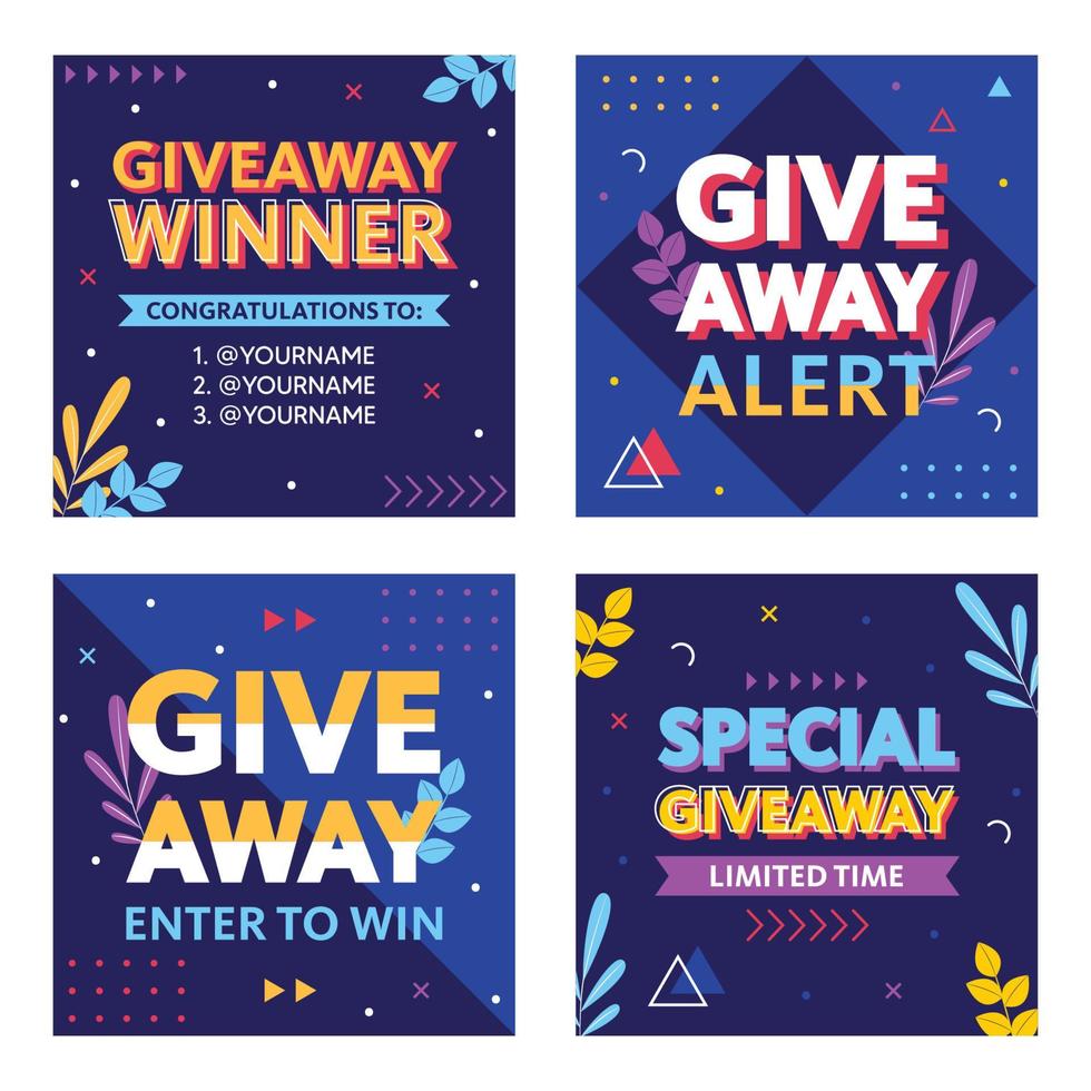 Giveaway Template for Social Media vector