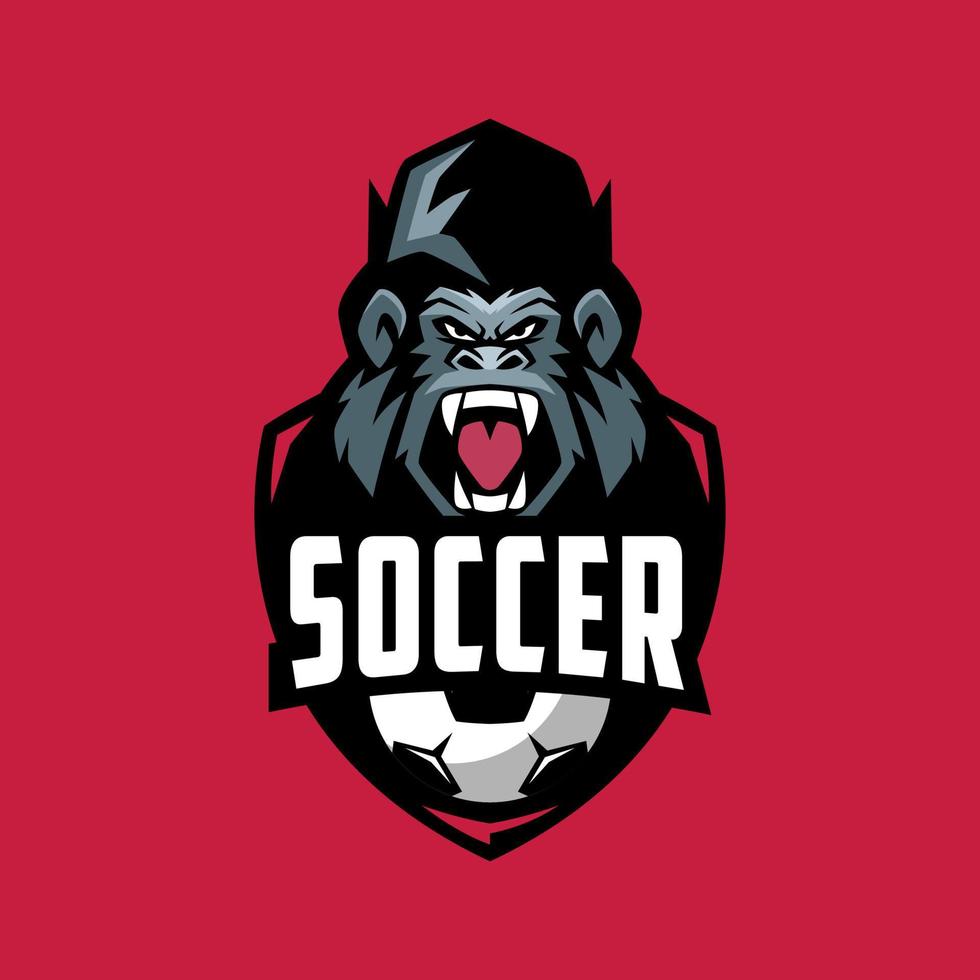 Soccer Team Gorilla Logo Design Premium vector