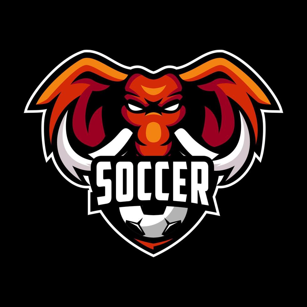 Soccer Club Elephant Logo Design Premium vector
