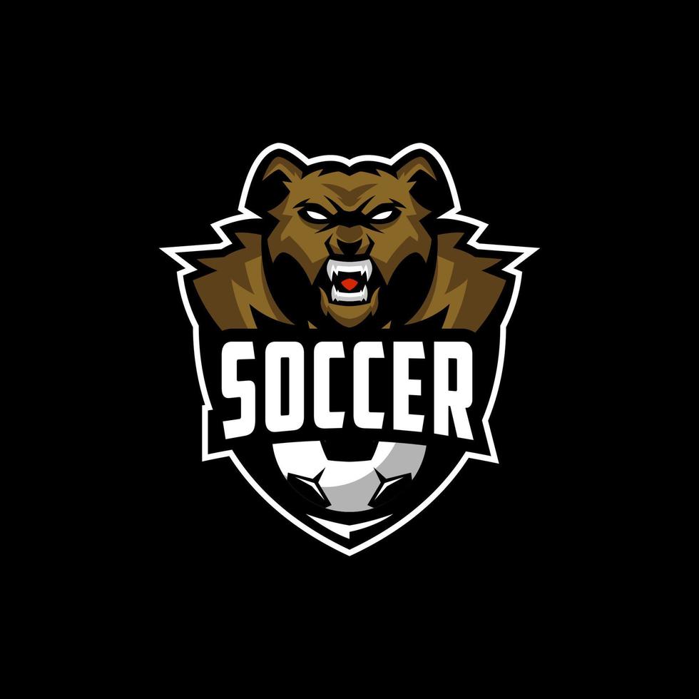 diseño de logotipo de oso de club de fútbol premium vector