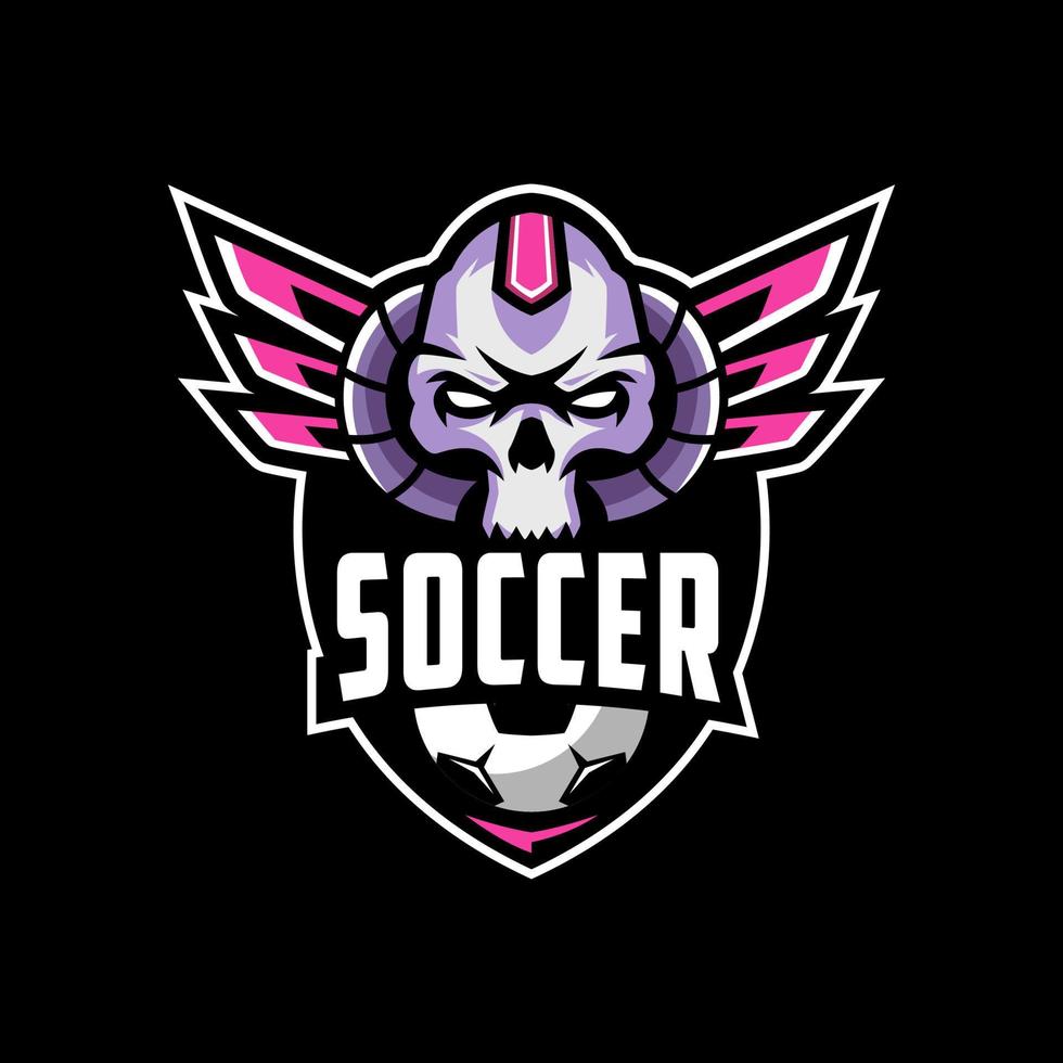 Soccer Club Skull Logo Design Premium vector
