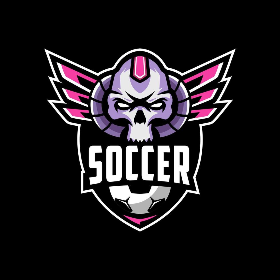 diseño de logotipo de calavera de club de fútbol premium vector