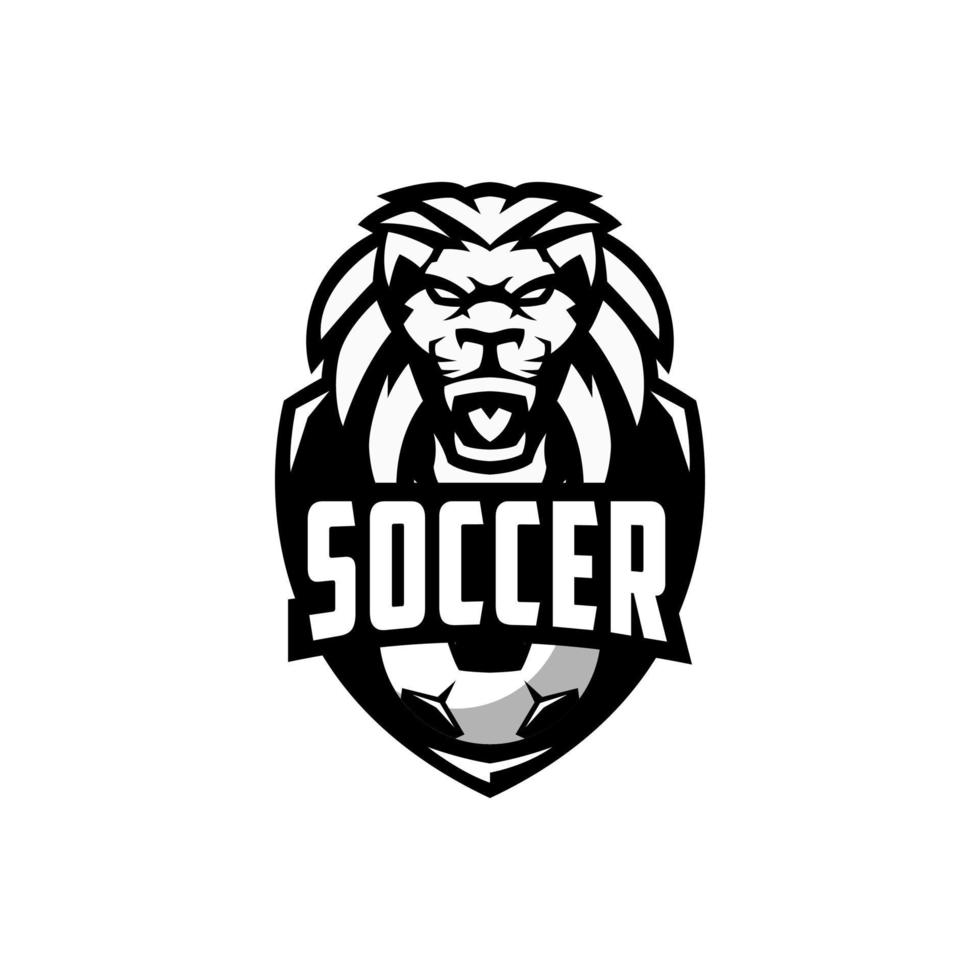 diseño de logotipo de león de fútbol vector