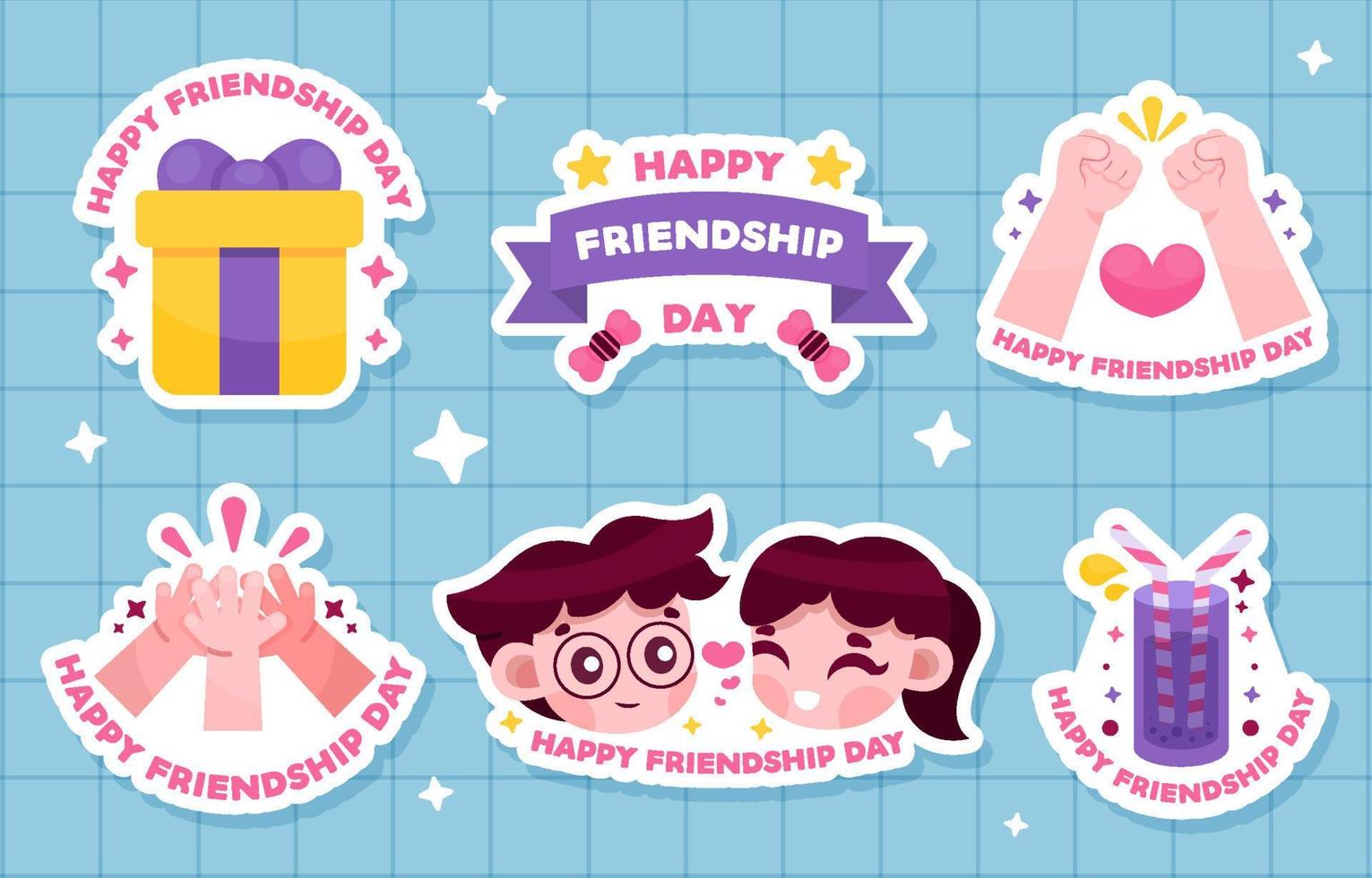 Happy Friendship Day Sticker Set vector