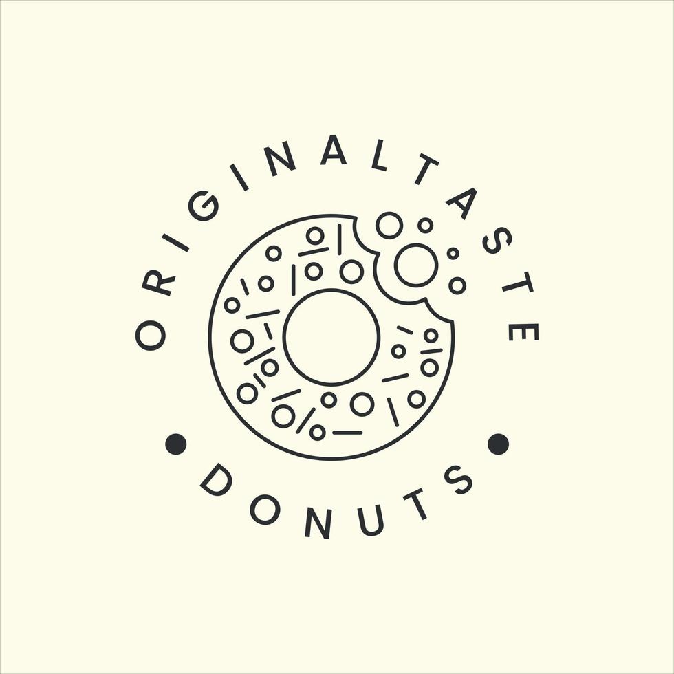donuts o pastel con estilo de arte de línea logotipo icono plantilla diseño vector ilustración