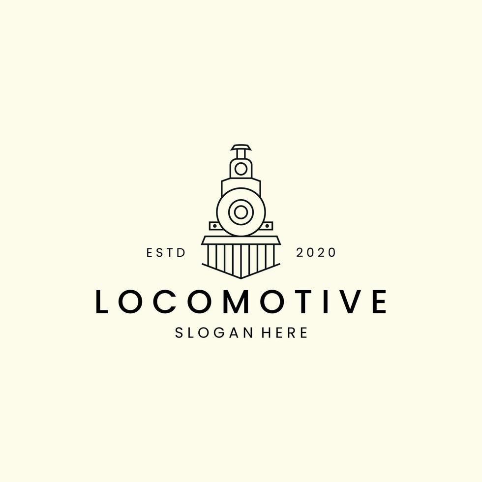 locomotive with linear style logo icon template design. train, transportation , railway, vector illustration