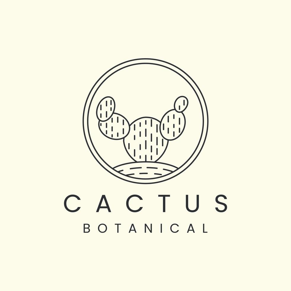 cactus with badge and line art style logo icon template design.botanical,tree,plants, vector illustration