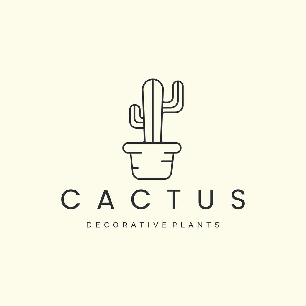 cactus o plantas con diseño de plantilla de icono de logotipo de estilo de arte de línea. árbol, naturaleza, decorativo, ilustración vectorial vector
