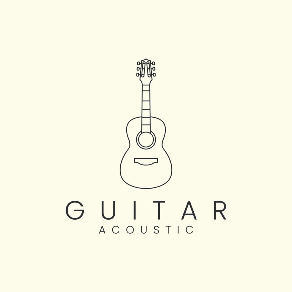 guitarra con diseño de plantilla de icono de logotipo de estilo lineal. acústica, melodía, cuerda, ilustración vectorial vector
