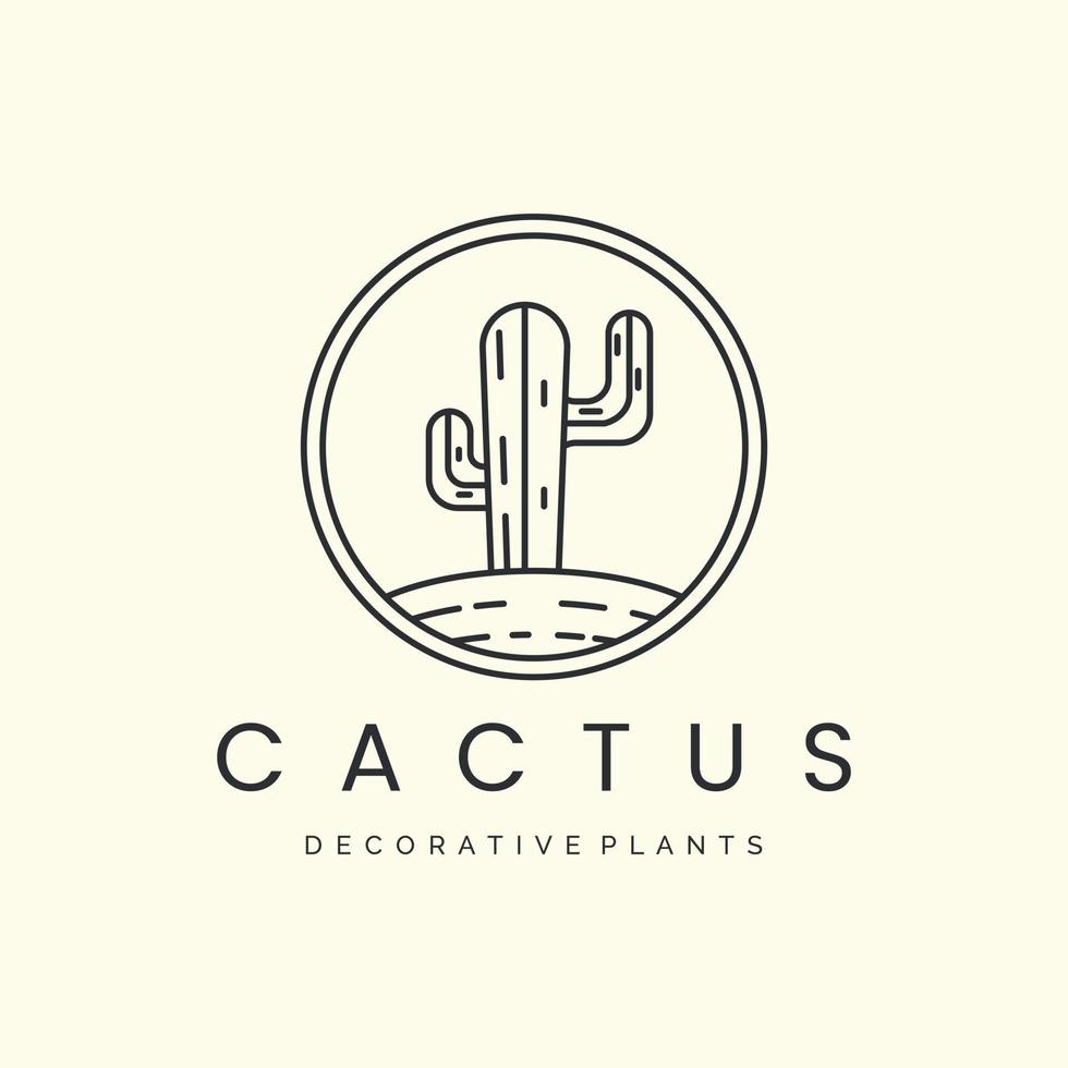 cactus con insignia y diseño de plantilla de icono de logotipo de estilo lineal.botánico,árbol,plantas, naturaleza, ilustración vectorial vector