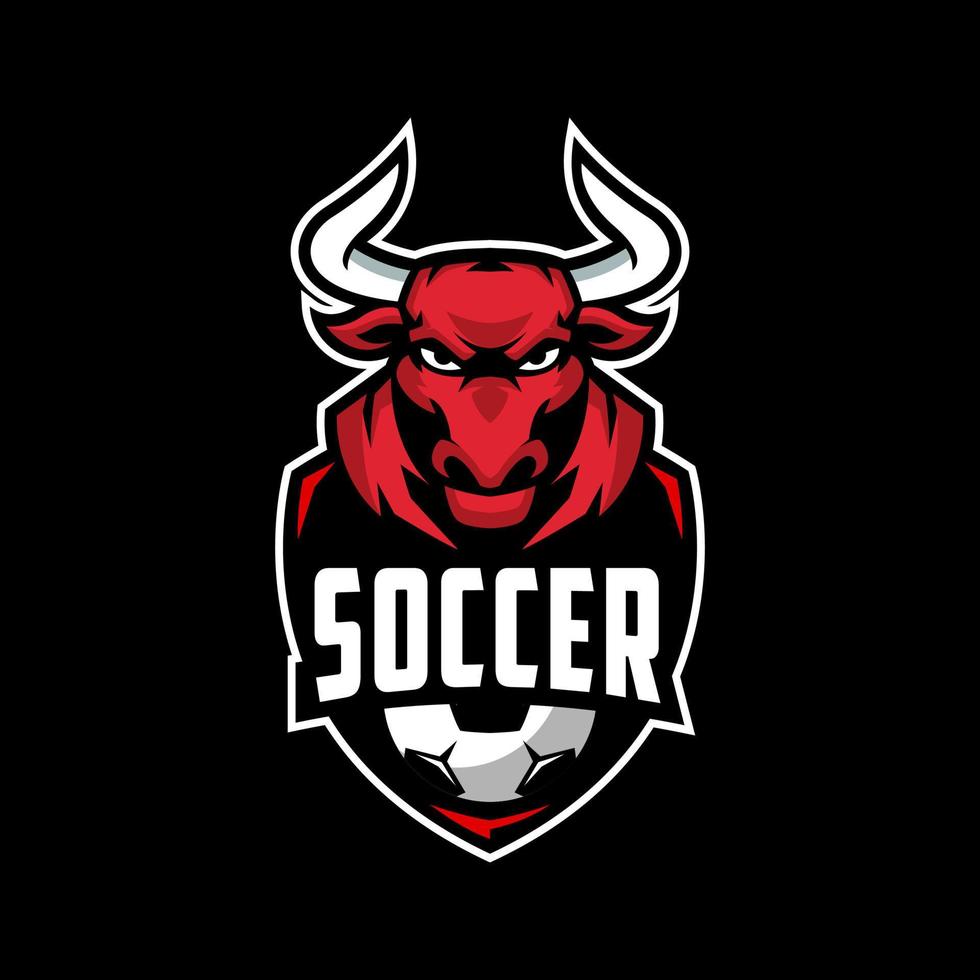 diseño de logotipo de toro de club de fútbol premium vector