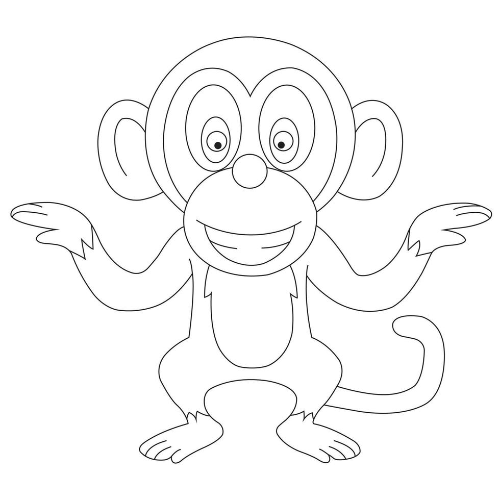 lindo mono pequeño contorno página para colorear para niños animal libro para colorear dibujos animados vector ilustración