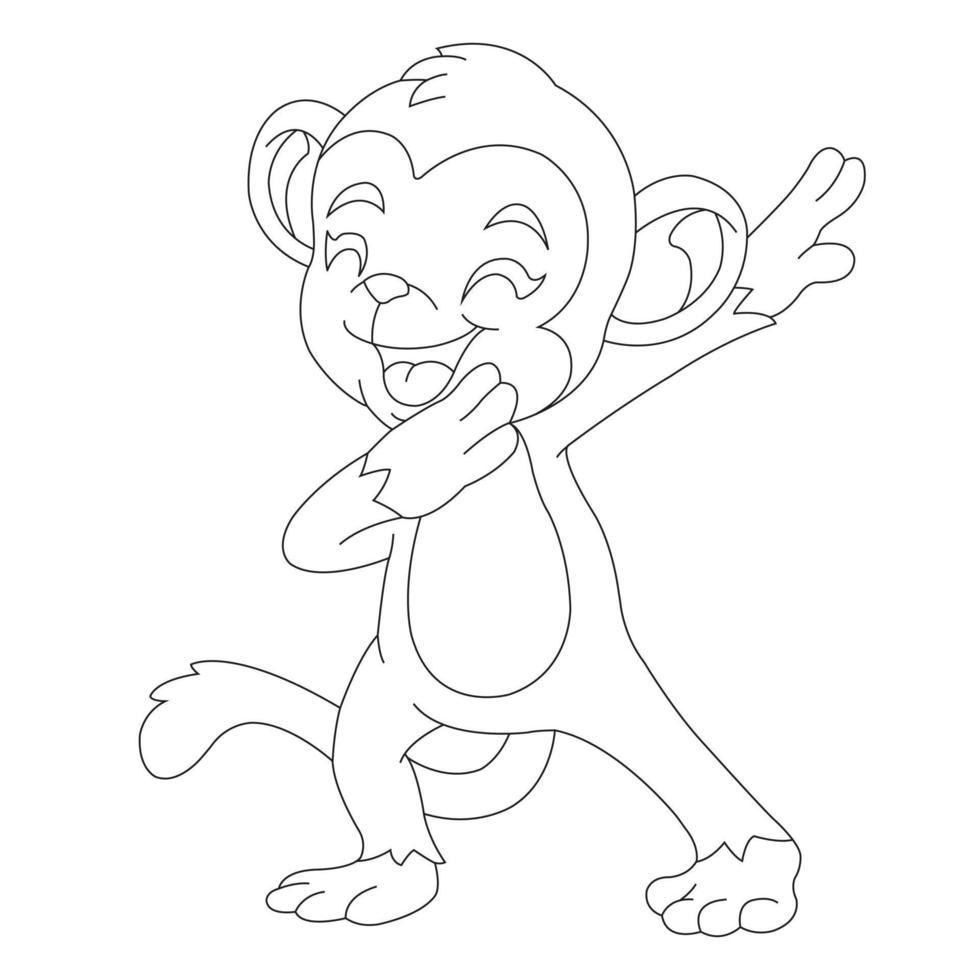 Cute Little Monkey Outline Coloring Page for Kids Animal Coloring Book Cartoon Vector Illustration