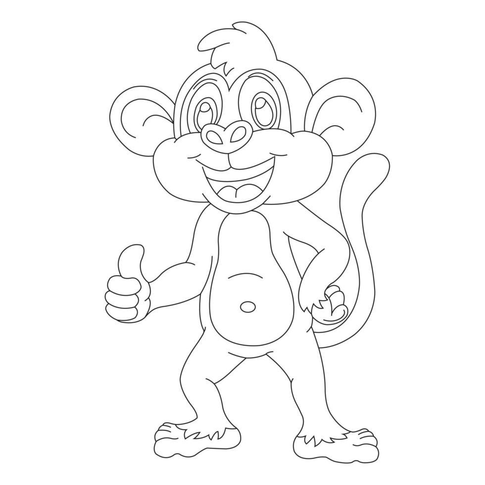 Cute Little Monkey Outline Coloring Page for Kids Animal Coloring Book Cartoon Vector Illustration