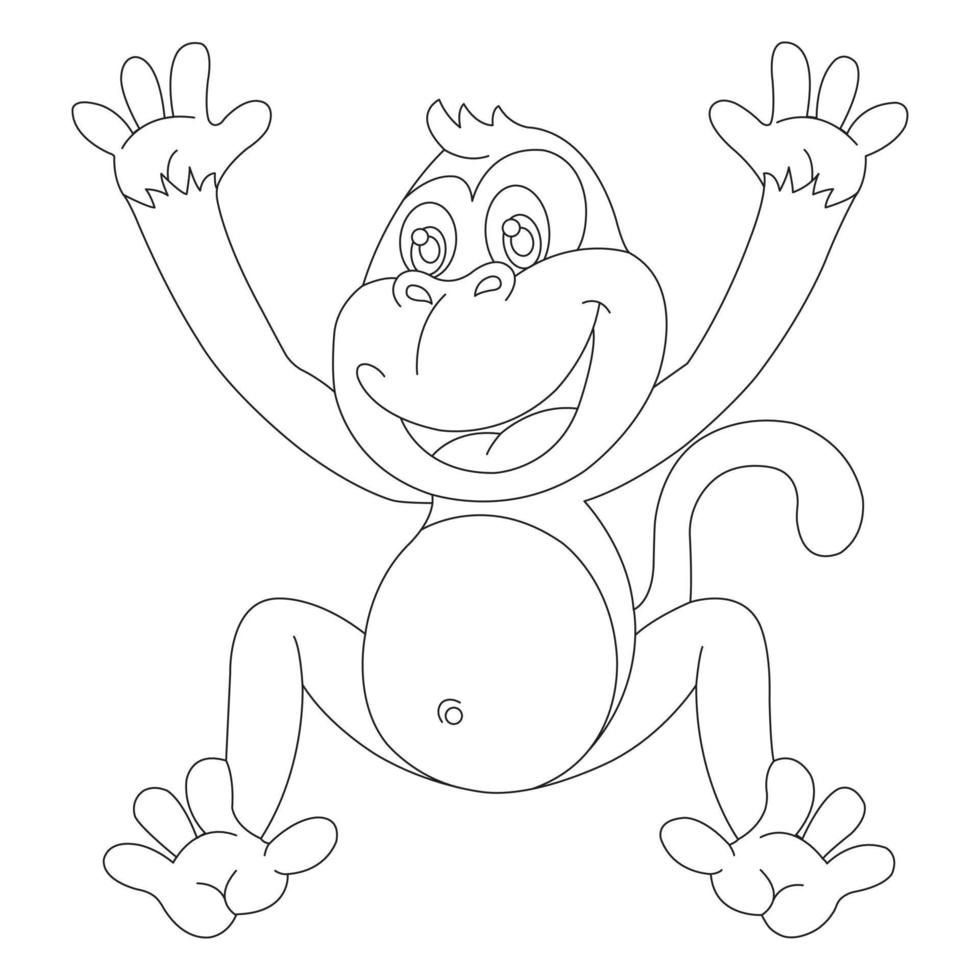 Cute Little Monkey Outline Coloring Page for Kids Animal Coloring Book Cartoon Vector Illustration