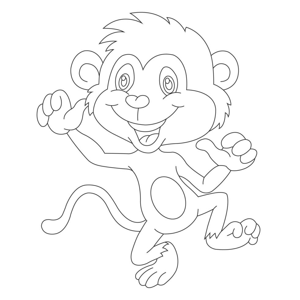 Cute Little Monkey Outline Coloring Page for Kids Animal Coloring Book Cartoon Vector Illustration