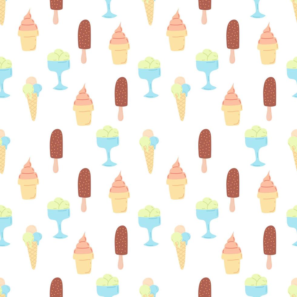 Seamless summer ice cream pattern. Flat vector illustration