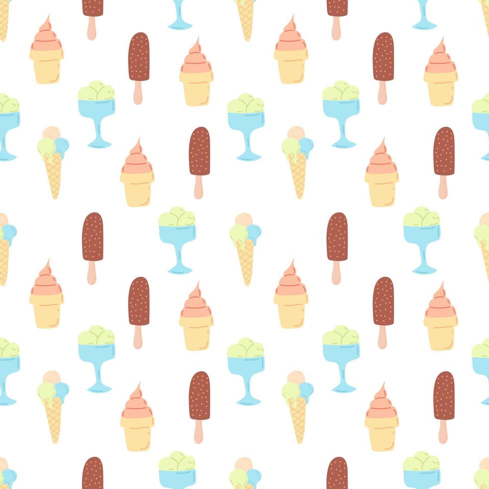 patrón de helado de verano sin costuras. ilustración vectorial plana vector