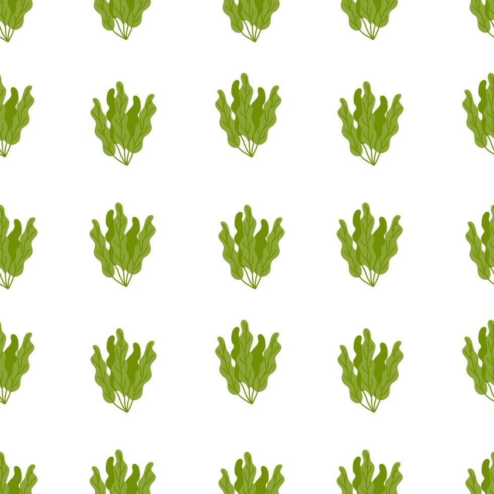 Summer seamless pattern with seaweed. Flat vector illustration