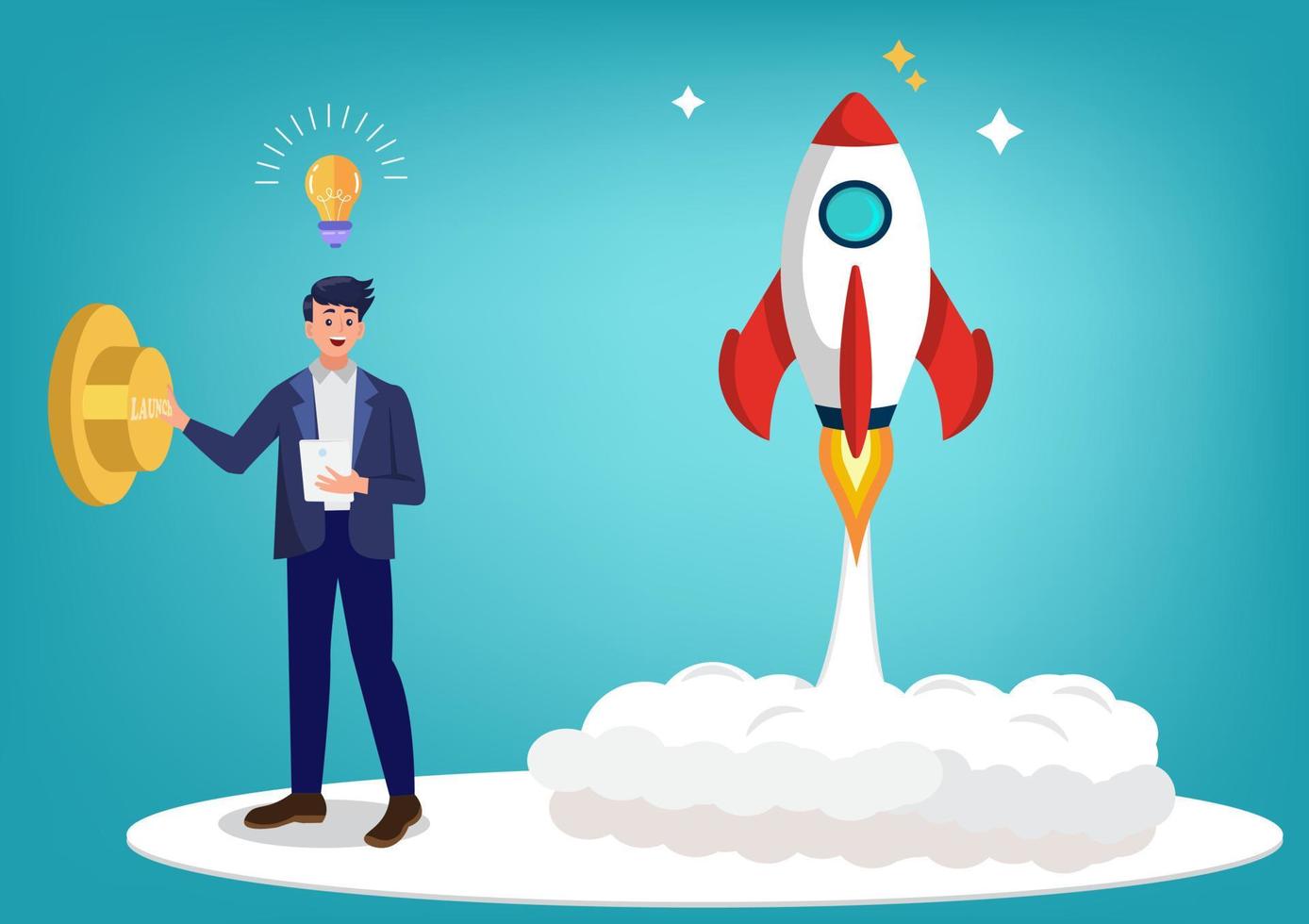business goals Marketing ideas and strategies for progressing and achieving goals. flat illustration of man with laptop vector