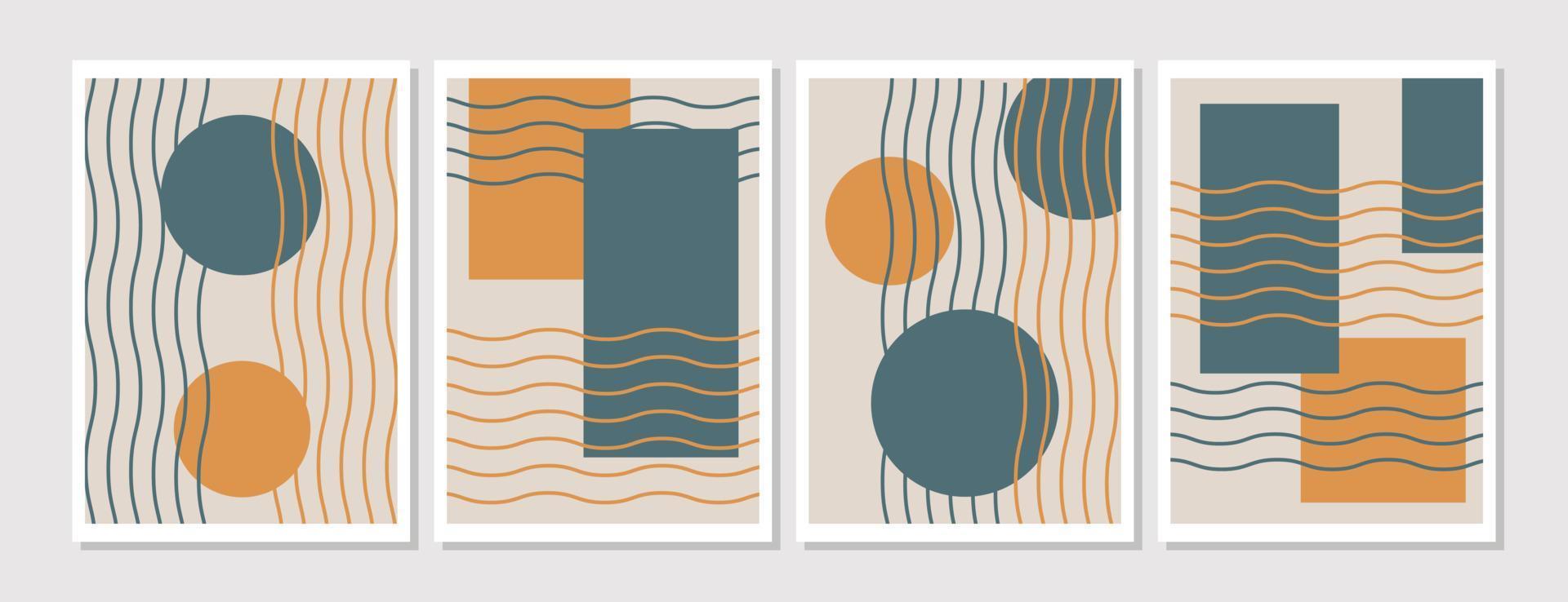 conjunto de impresión de vector abstracto boho sol y luna decoración de pared póster diseño minimalista cubierta de fondo papel tapiz impresión