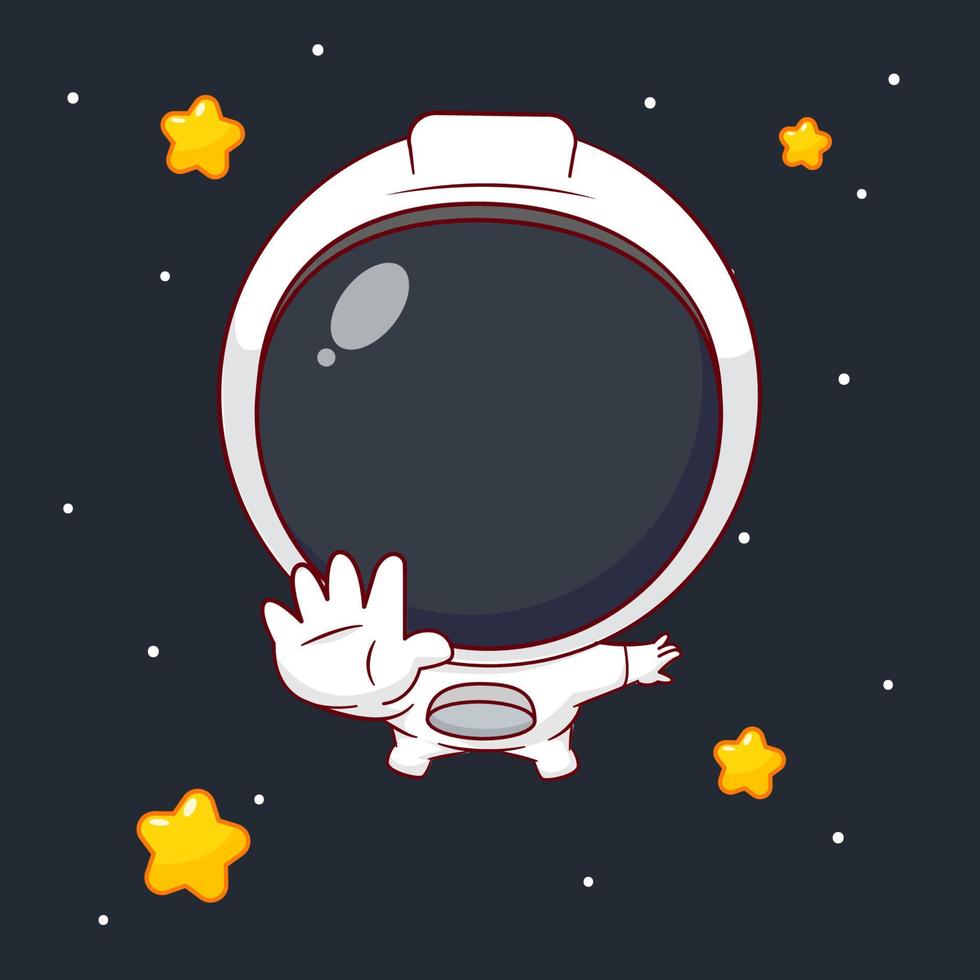 Cute cartoon character of Astronaut. Hand drawn chibi character isolated background. vector