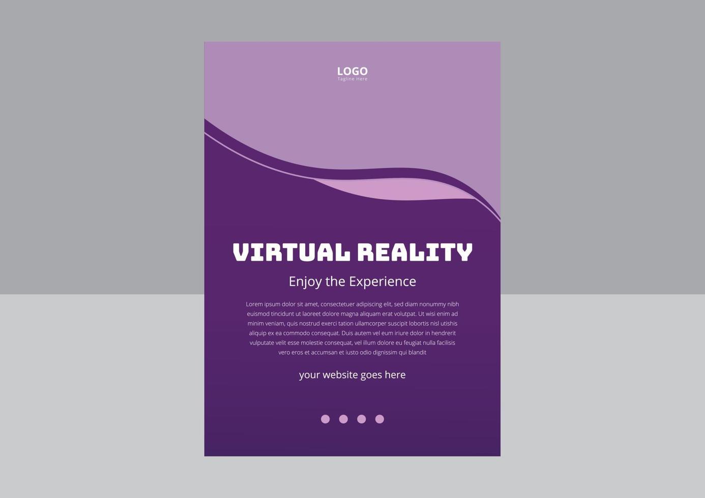 Virtual Reality Flyer Template Design. Concept of virtual reality, simulation, gaming and future technology. Virtual Experience Flyer Design. Cover, Flyer, Poster vector