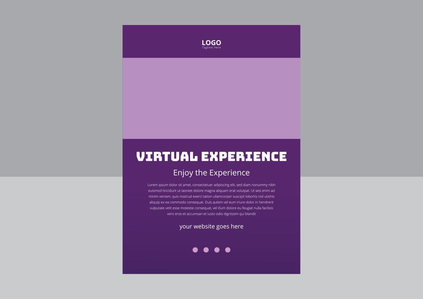 Virtual Reality Flyer Template Design. Concept of virtual reality, simulation, gaming and future technology. Virtual Experience Flyer Design. Cover, Flyer, Poster vector