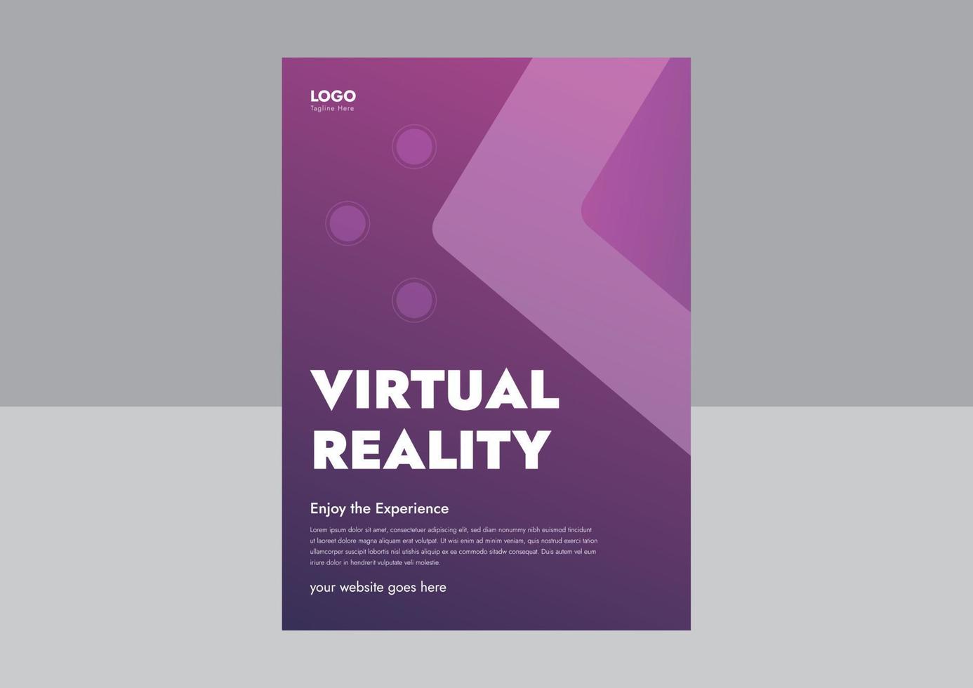 Virtual Reality Flyer Template Design. Concept of virtual reality, simulation, gaming and future technology. Virtual Experience Flyer Design. Cover, Flyer, Poster vector