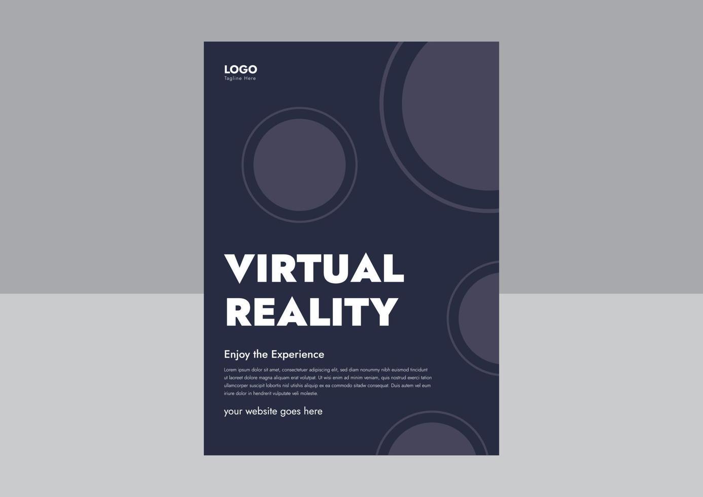 diseño de plantilla de volante de realidad virtual. concepto de realidad virtual, simulación, juegos y tecnología futura. diseño de volante de experiencia virtual. portada, volante, cartel vector