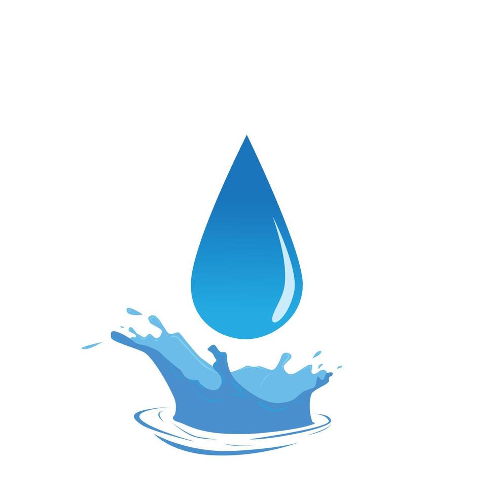 gota de agua azul con salpicaduras de agua en la parte inferior vector