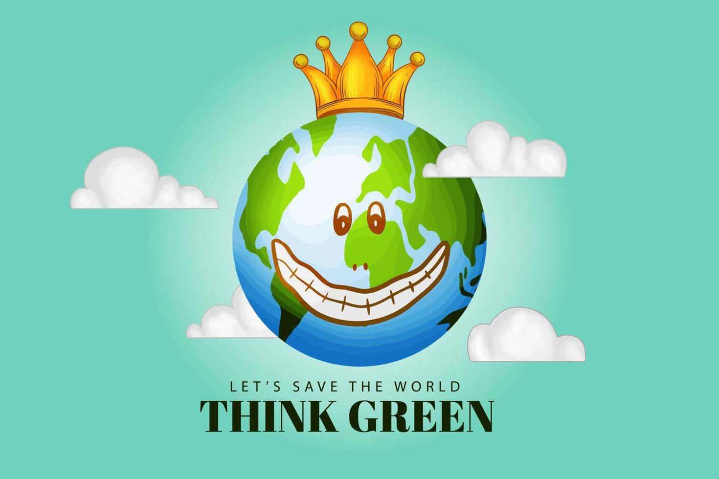 Think world crown preservation vector with a green environment