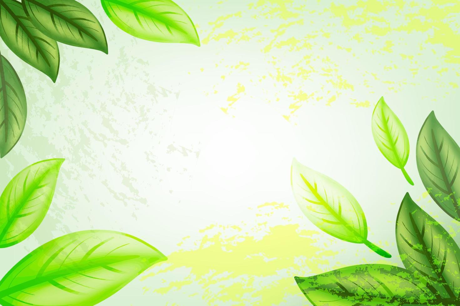 Hand-painted watercolor green leaf background 7909651 Vector Art at