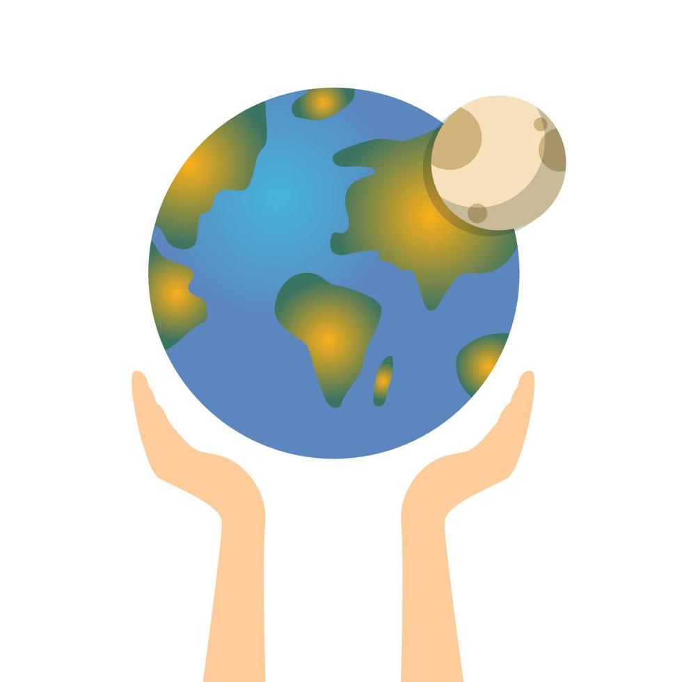 earth and moon in hands vector