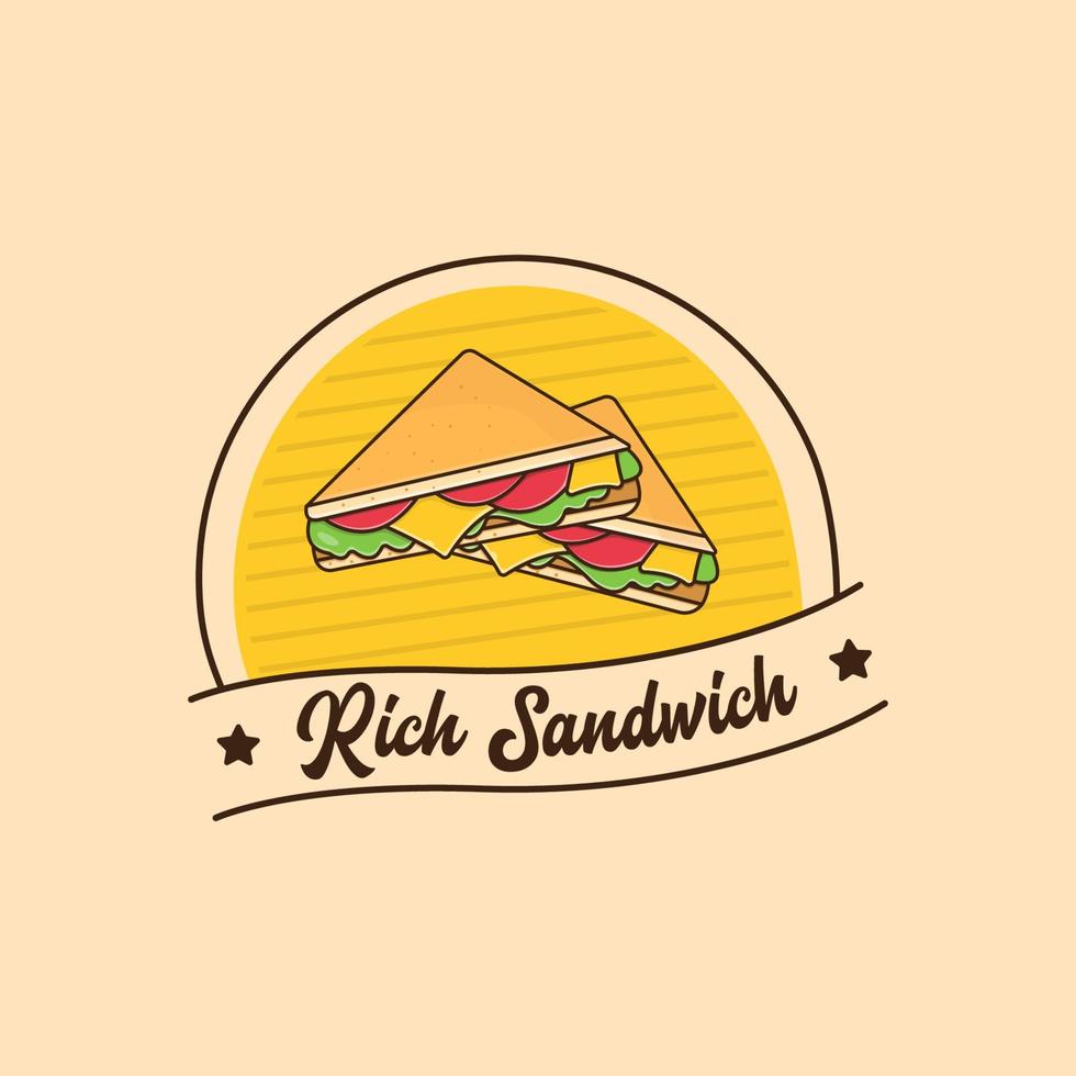 concepto de insignia de logotipo de sándwich rico vector