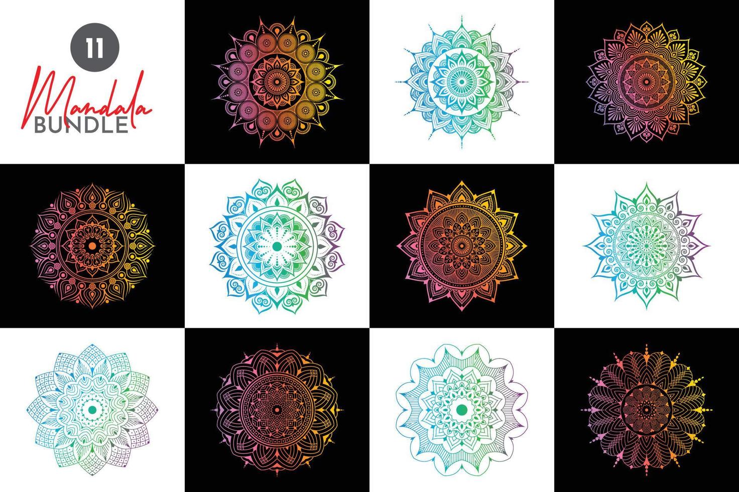 Creative Colorful Mega Mandala Bundle vector