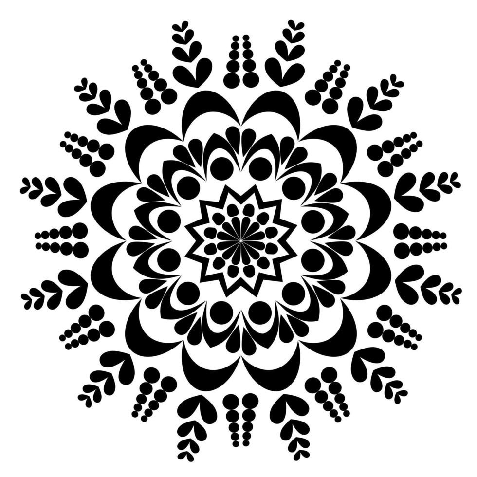 mandala de flores dibujadas a mano con geometría simple vector