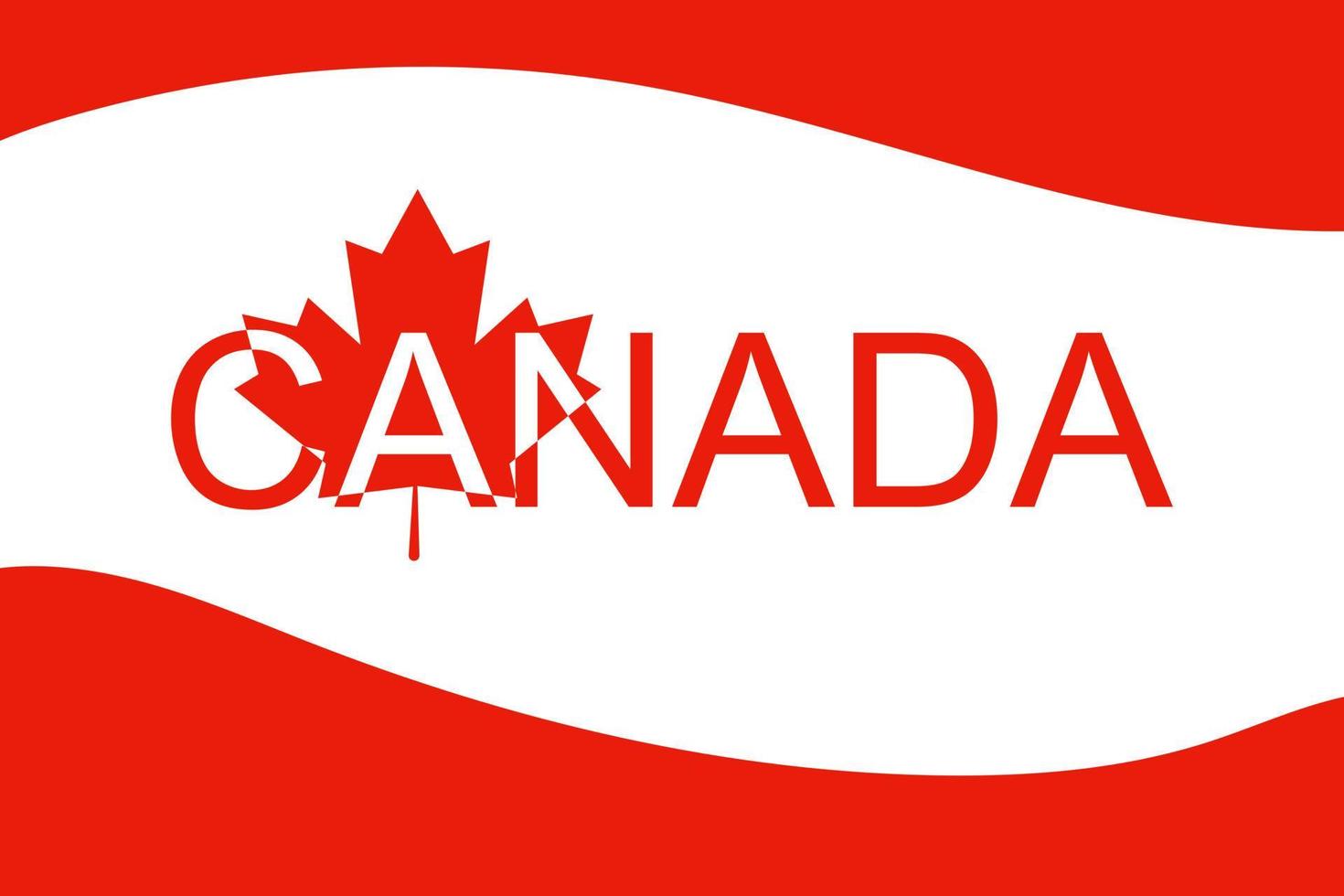 Lettering, letters CANADA on red maple leaf background. Happy Canada Day. Canadian maple leaf, logo for Canada Day. Holiday poster for greeting card, decoration vector