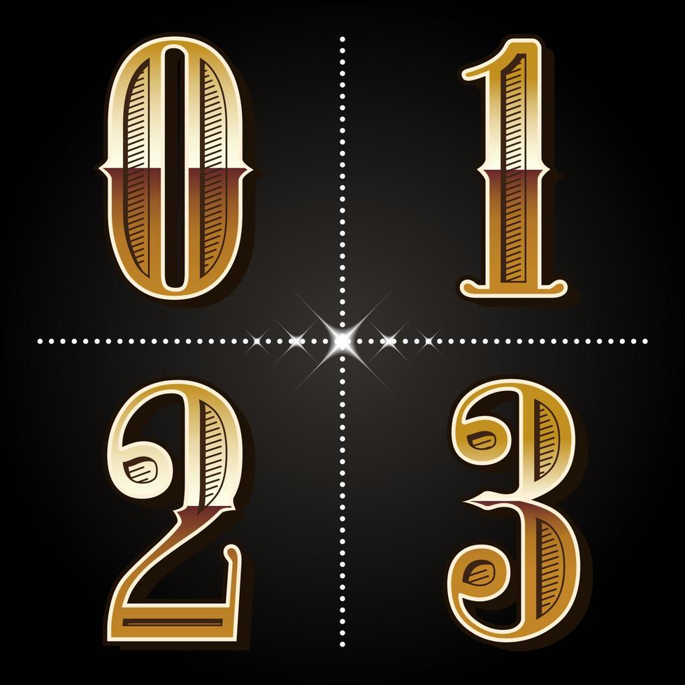 western gradient alphabet letters vintage numbers vector 0,1,2,3