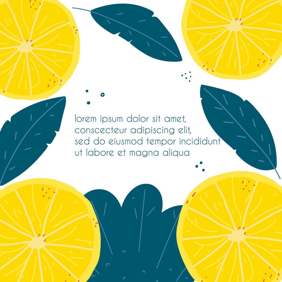 Juicy lemons with texture and leaves on a white background. Modern design for menu, banner, poster. Vector illustration hand drawn